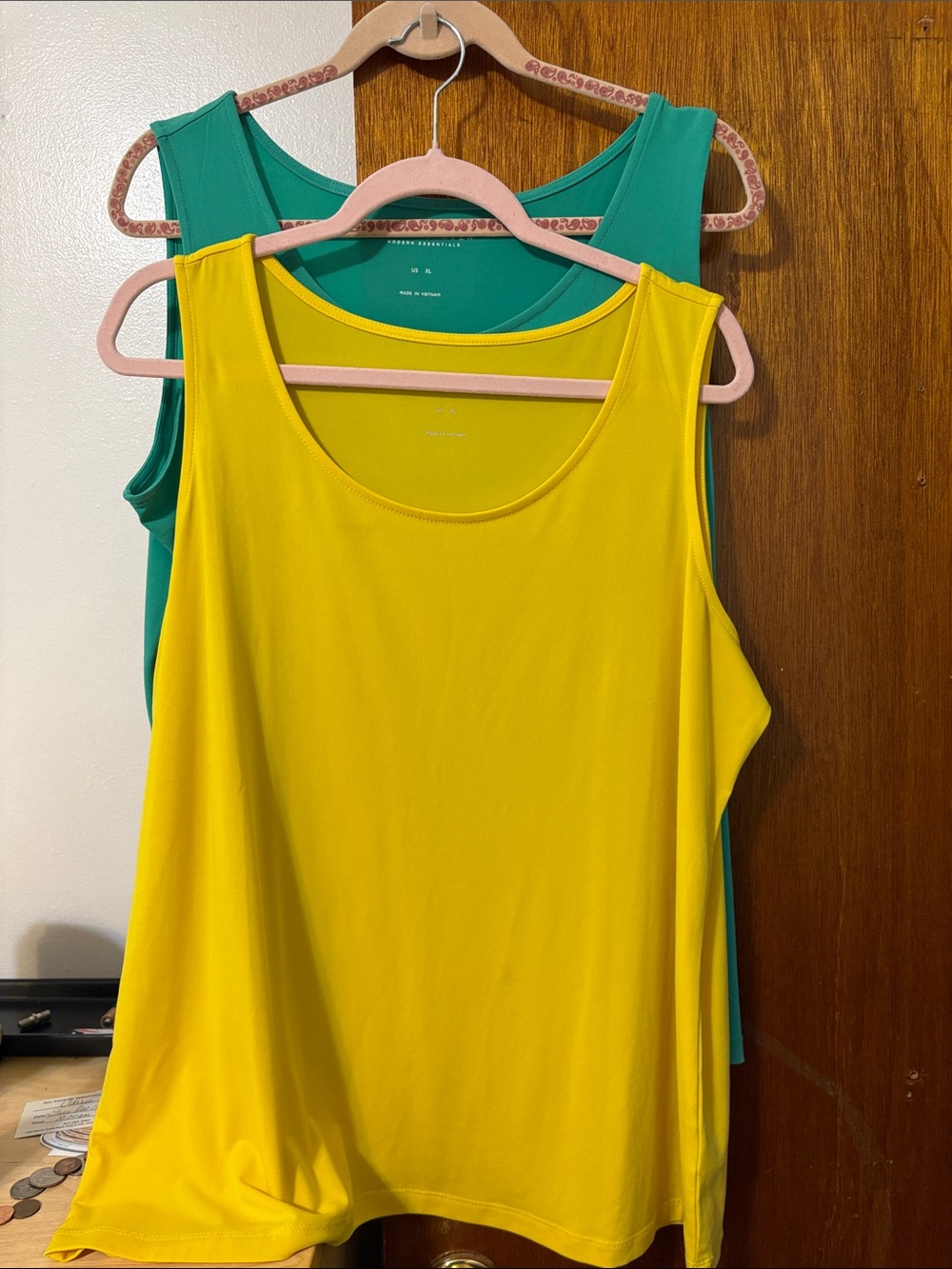 Susan Graver Scoop Neck Tank Top in Yellow and Green